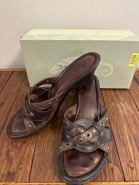 Nurture by Lamaze Brown Leather Slide Mules with Stud Details